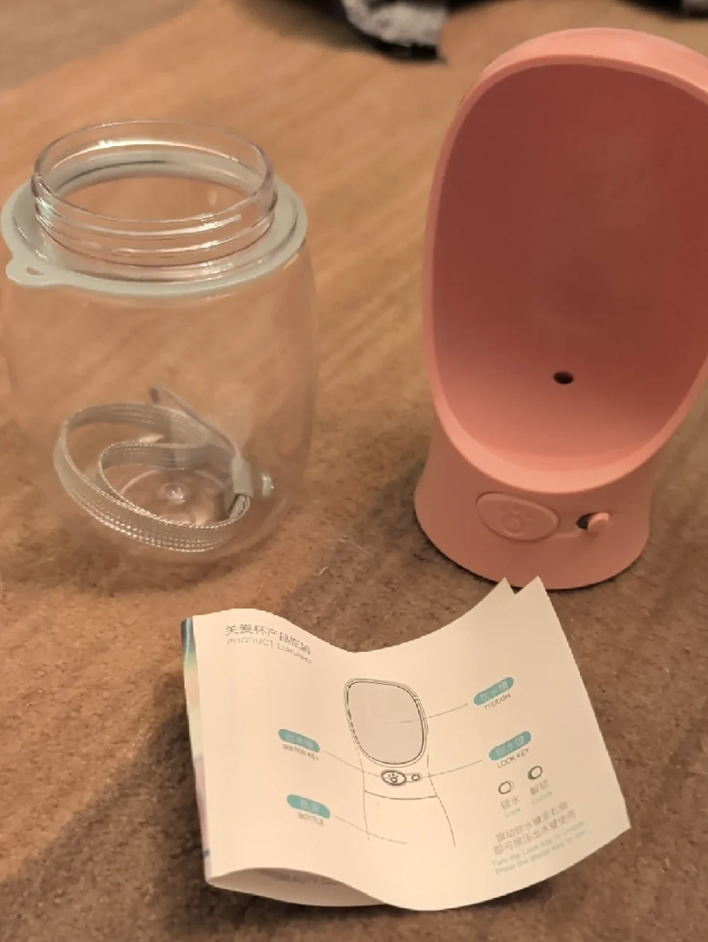 Pink Portable Dog Water Bottle Travel Dispenser